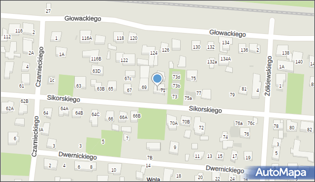 Warszawa, Sikorskiego Władysława, gen., 71A, mapa Warszawy