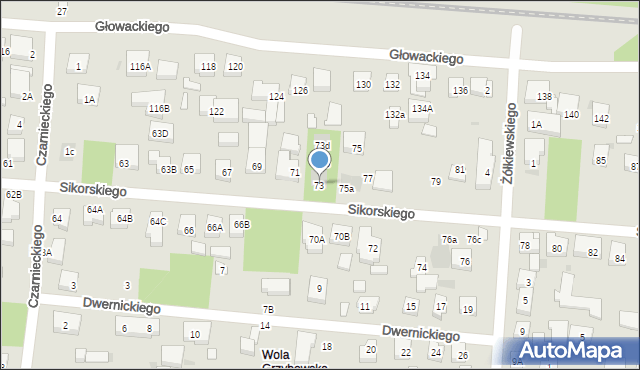 Warszawa, Sikorskiego Władysława, gen., 73, mapa Warszawy