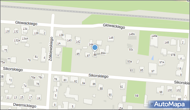 Warszawa, Sikorskiego Władysława, gen., 89, mapa Warszawy