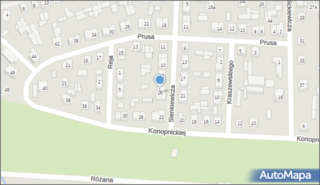 Węgrów, Sienkiewicza Henryka, 16, mapa Węgrów