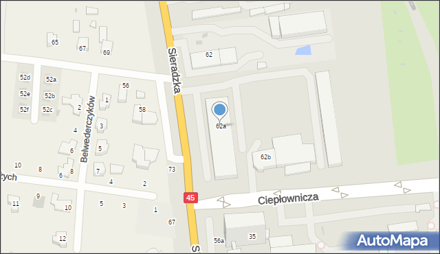 Wieluń, Sieradzka, 62a, mapa Wieluń