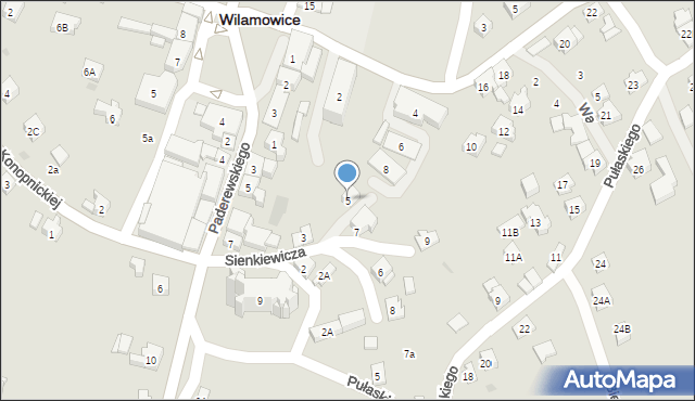 Wilamowice, Sienkiewicza Henryka, 5, mapa Wilamowice