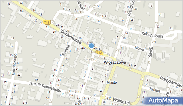 Włoszczowa, Sienkiewicza Henryka, 7, mapa Włoszczowa