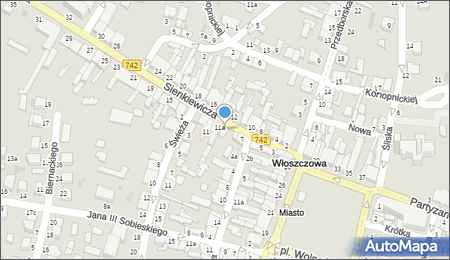 Włoszczowa, Sienkiewicza Henryka, 9, mapa Włoszczowa