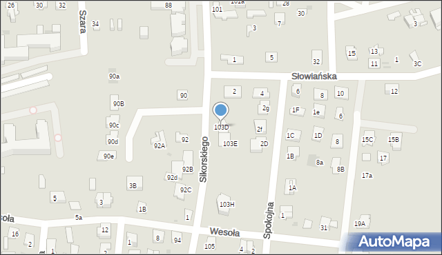 Wołomin, Sikorskiego Władysława, gen., 103D, mapa Wołomin