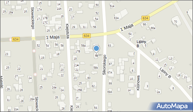Wołomin, Sikorskiego Władysława, gen., 58, mapa Wołomin
