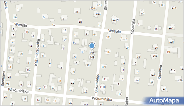 Wołomin, Sikorskiego Władysława, gen., 96a, mapa Wołomin
