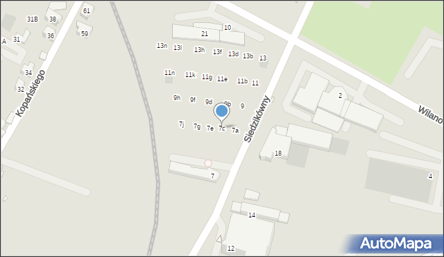 Wrocław, Siedzikówny Danuty, 7c, mapa Wrocławia