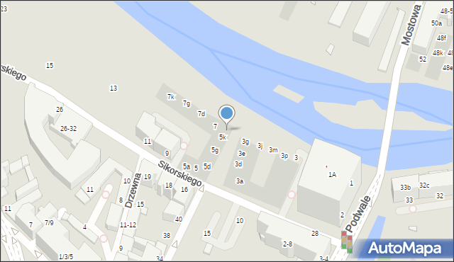 Wrocław, Sikorskiego Władysława, gen., 5m, mapa Wrocławia