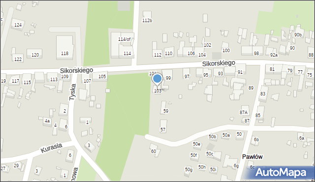 Zabrze, Sikorskiego Władysława, gen., 103, mapa Zabrza