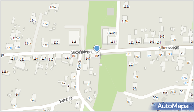 Zabrze, Sikorskiego Władysława, gen., 105, mapa Zabrza