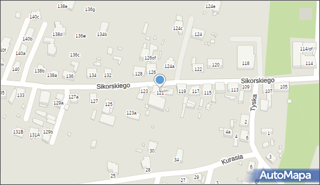 Zabrze, Sikorskiego Władysława, gen., 121, mapa Zabrza