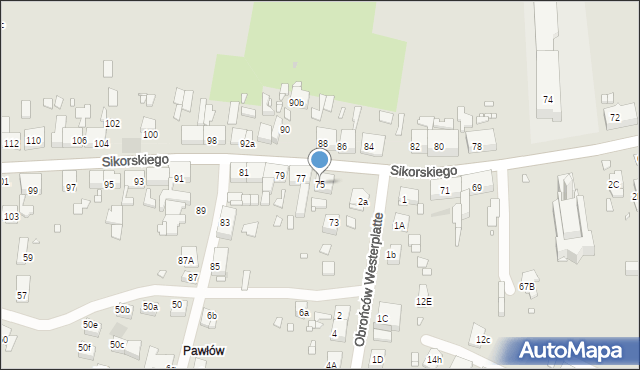 Zabrze, Sikorskiego Władysława, gen., 75, mapa Zabrza