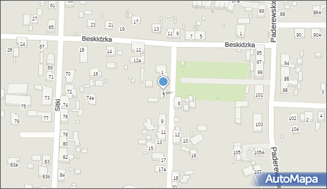 Zabrze, Sikory Jana, 5, mapa Zabrza