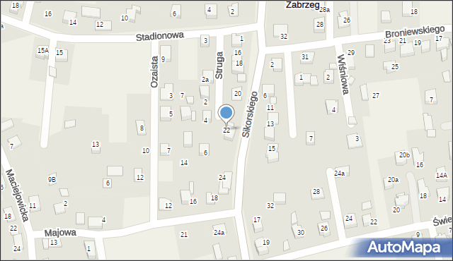 Zabrzeg, Sikorskiego Władysława, gen., 22, mapa Zabrzeg