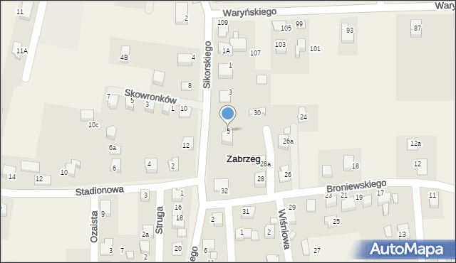 Zabrzeg, Sikorskiego Władysława, gen., 5, mapa Zabrzeg