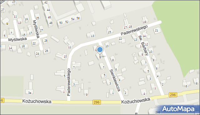 Żagań, Sienkiewicza Henryka, 9, mapa Żagań