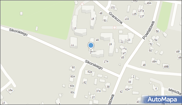 Zamość, Sikorskiego Władysława, gen., 17, mapa Zamościa