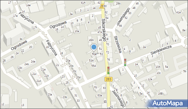 Zielona Góra, Sikorskiego Władysława, gen., 51a, mapa Zielona Góra