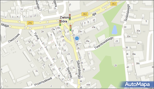 Zielona Góra, Sikorskiego Władysława, gen., 26, mapa Zielona Góra