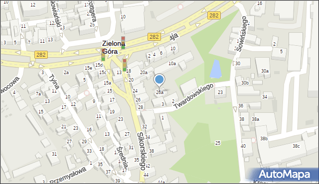 Zielona Góra, Sikorskiego Władysława, gen., 26a, mapa Zielona Góra
