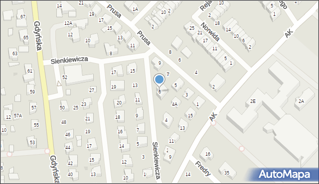 Żukowo, Sienkiewicza Henryka, 6, mapa Żukowo