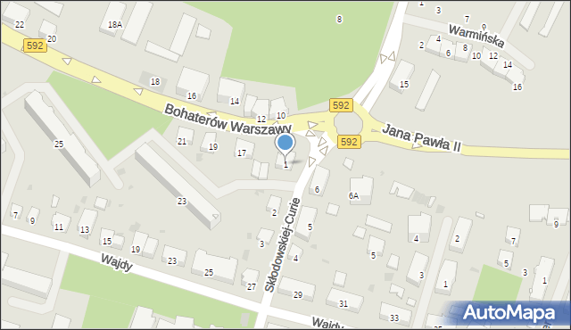 Bartoszyce, Skłodowskiej-Curie Marii, 1, mapa Bartoszyce