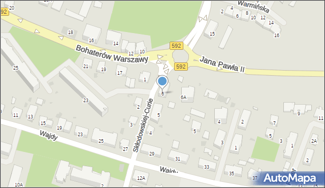 Bartoszyce, Skłodowskiej-Curie Marii, 6, mapa Bartoszyce
