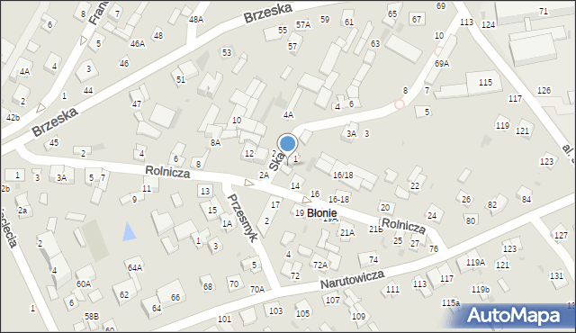 Biała Podlaska, Skargi Piotra, ks., 1A, mapa Białej Podlaskiej