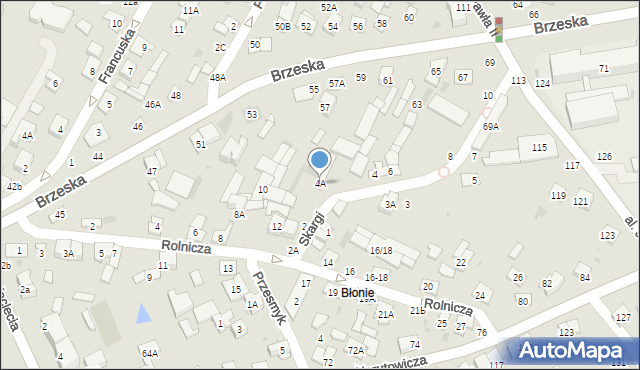 Biała Podlaska, Skargi Piotra, ks., 4A, mapa Białej Podlaskiej