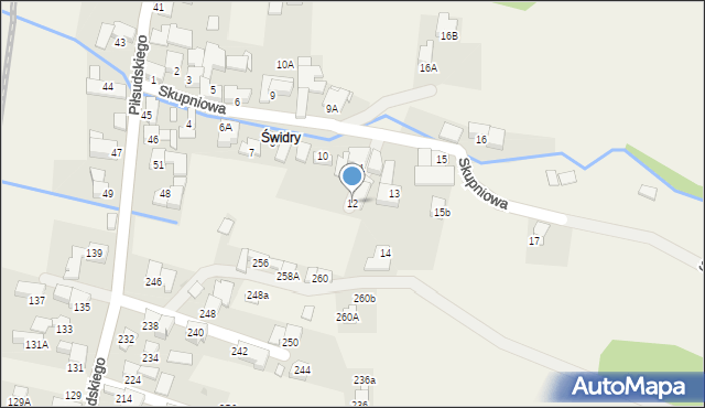 Biały Dunajec, Skupniowa, 12, mapa Biały Dunajec