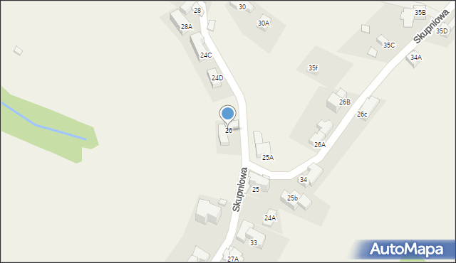 Biały Dunajec, Skupniowa, 26, mapa Biały Dunajec