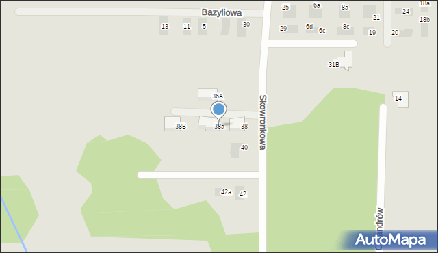 Białystok, Skowronkowa, 38a, mapa Białegostoku