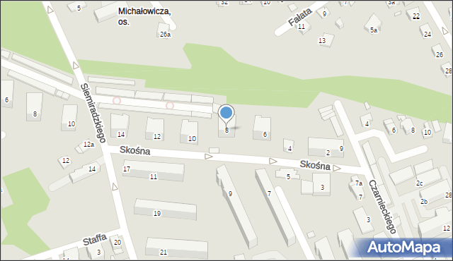 Bielsko-Biała, Skośna, 8, mapa Bielsko-Białej