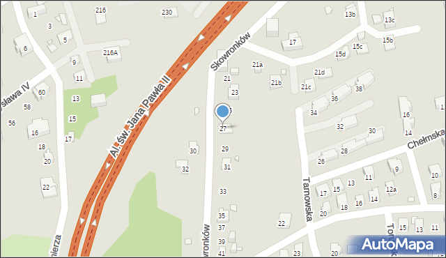 Bielsko-Biała, Skowronków, 27, mapa Bielsko-Białej