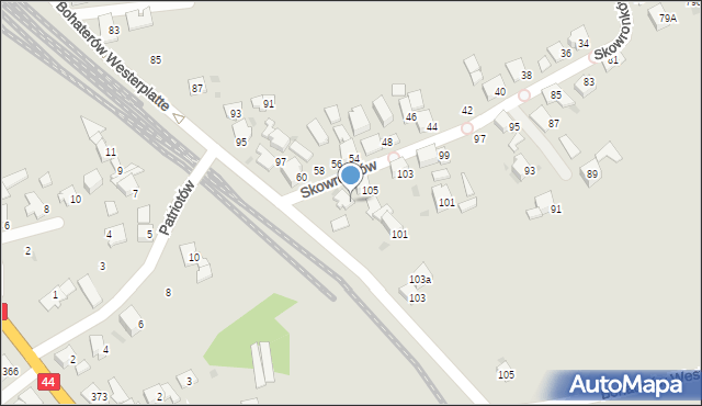 Bieruń, Skowronków, 107, mapa Bieruń