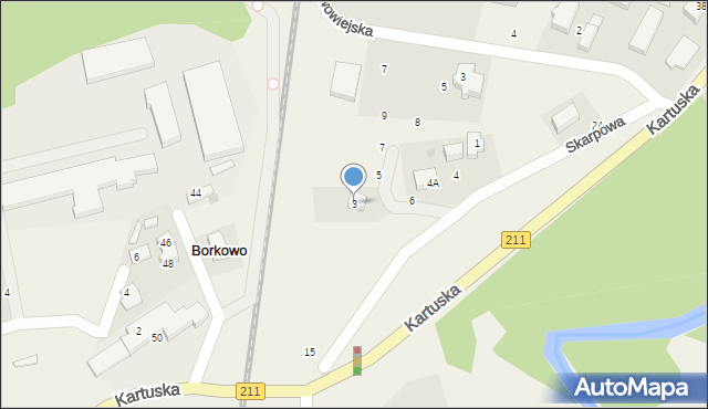 Borkowo, Skarpowa, 3, mapa Borkowo
