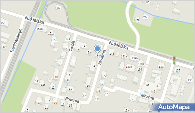 Bydgoszcz, Skwarna, 2, mapa Bydgoszczy