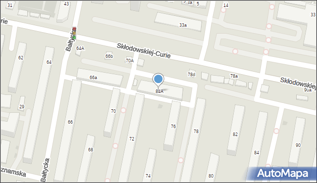 Bydgoszcz, Skłodowskiej-Curie Marii, 84A, mapa Bydgoszczy