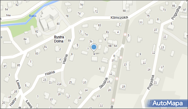 Bystra, Skośna, 4, mapa Bystra