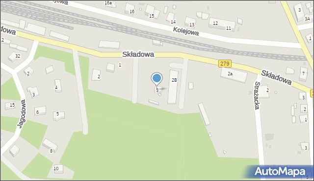 Czerwieńsk, Składowa, 3, mapa Czerwieńsk