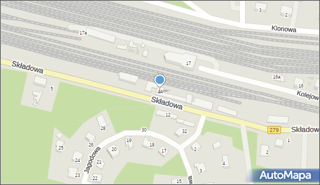 Czerwieńsk, Składowa, 4A, mapa Czerwieńsk