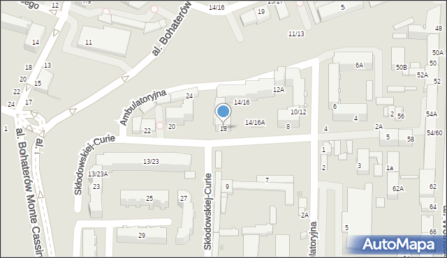 Częstochowa, Skłodowskiej-Curie Marii, 18, mapa Częstochowy