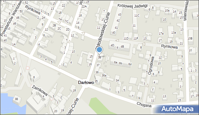 Darłowo, Skłodowskiej-Curie Marii, 38, mapa Darłowo