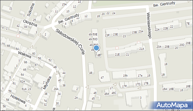 Darłowo, Skłodowskiej-Curie Marii, 49-50A, mapa Darłowo