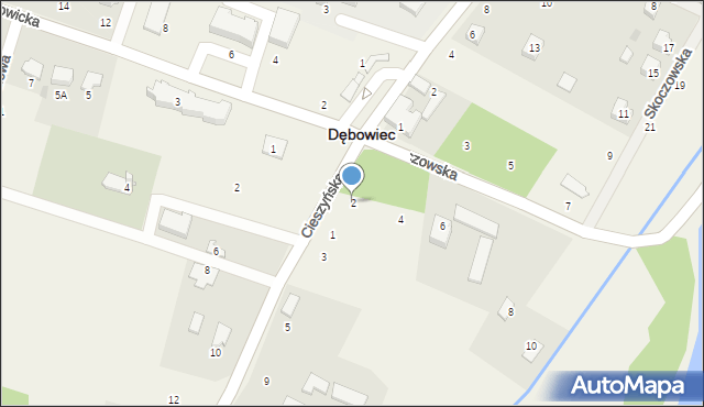 Dębowiec, Skoczowska, 2, mapa Dębowiec