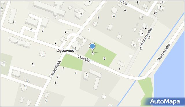 Dębowiec, Skoczowska, 3, mapa Dębowiec