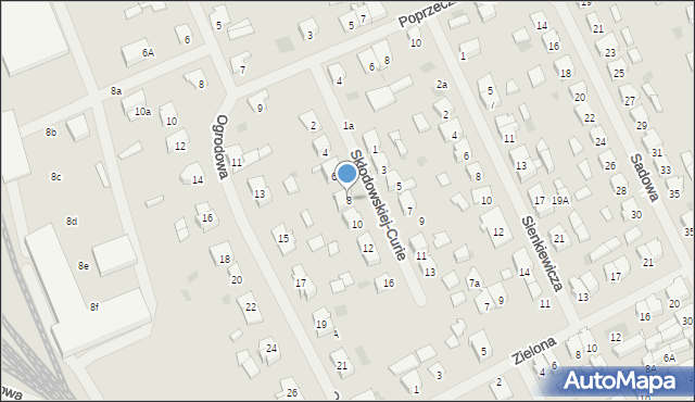 Ełk, Skłodowskiej-Curie Marii, 8, mapa Ełku