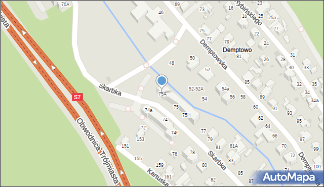 Gdynia, Skarbka, 75A, mapa Gdyni