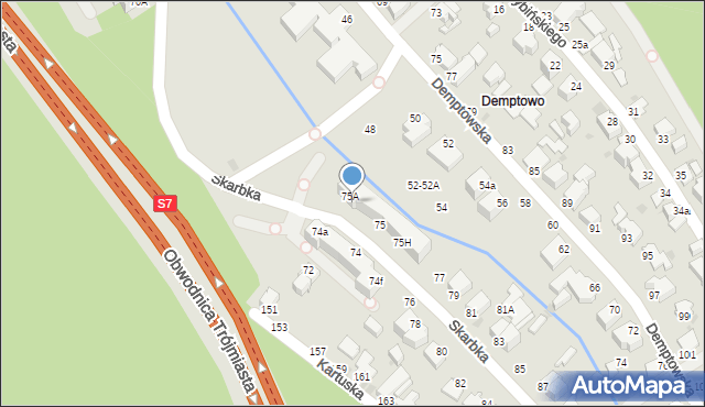Gdynia, Skarbka, 75B, mapa Gdyni